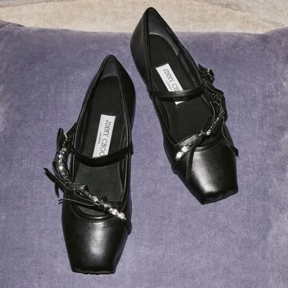 New JIMMY CHOO Loli Ballerina Flats - Black $950 41